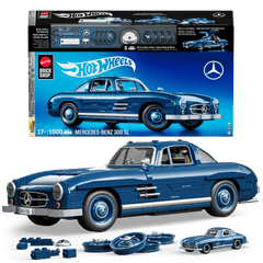 Mattel Brick Shop Hot Wheels Mercedes-Benz 300 SL Building Toy Kit (1600 Pieces), for Collectors