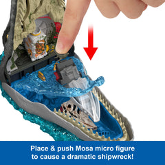 Jurassic World Rebirth Deluxe Mosasaurus Playset, 7 interactive Features & Sound Fx, 6 Micro Figs