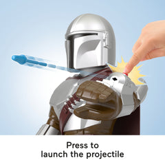 Imaginext Star Wars The Mandalorian Xxl Figure, 16+ Inch Tall Poseable Toy With Launcher