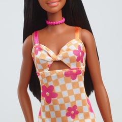 Barbie Fashionista Muñeca Vestido de Cuadros con Flores