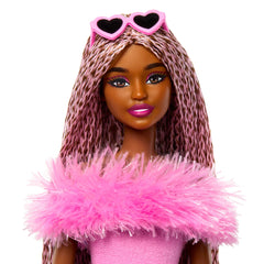 Barbie Style de Luxe Poupée4, Combinaison Rose, Cheveux Tressés