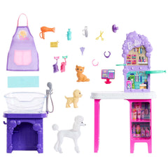Barbie®-Coffret Espace Toilettage-Avec 3Animaux et Accessoires