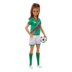 Barbie Soccer Doll, Brunette, #16 Uniform, Soccer Ball, Cleats, Socks, 3 & Up