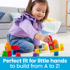 MEGA Bloks Fisher-Price ABC Building Bag Block Toy With Storage (30 Pieces) For Toddler