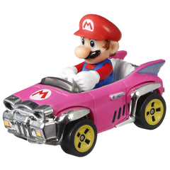Hot Wheels Mario Kart Vehículo de Juguete Paquete de 4 con Mario, Donkey Kong, Luigi y Dry Bones