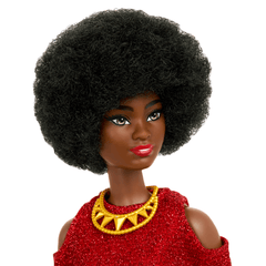 Barbie Fashionista Boneca Vestido Vermelho Brilhante