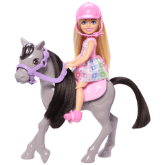 Barbie Chelsea Coffret Poupée et Poney, Casque, Genoux Pliables