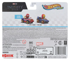 Hot Wheels RacerVerse Vehículo de Juguete Iron Man y Iron Spider