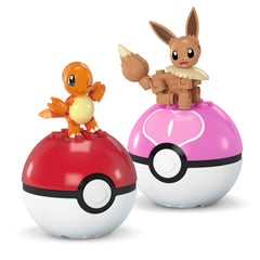 Mega Pokémon Figurines Articulées Salamèche et Évoli, 40Pièces