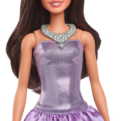 Barbie Fashionistas Doll #234 in Sequined Purple Dress And Silvery Accessories, Brown Hair