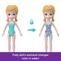 Polly Pocket Unicorn Dream Cruise Playset, Portable Boat With 1 Doll, Water Play And Color Change Accessories, 23 Total Pieces