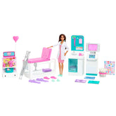 Barbie Fast Cast Clinic Playset With Brunette Barbie Doctor Doll, 4 Play Areas, 30+ Play Pieces