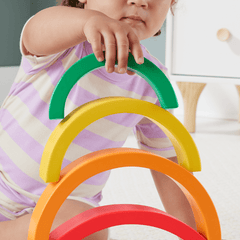 Fisher-Price Arc-en-Ciel à Empiler en Bois, 6Éléments en Bois