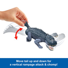 Jurassic World Rebirth Gigantic Thrashers Purussaurus Dinosaur Figure Toy, Tail Activated Attack