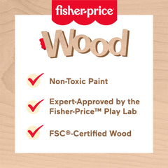 Fisher-Price Wooden Tool Box Set For Preschool Pretend Play, 9 Wood Pieces