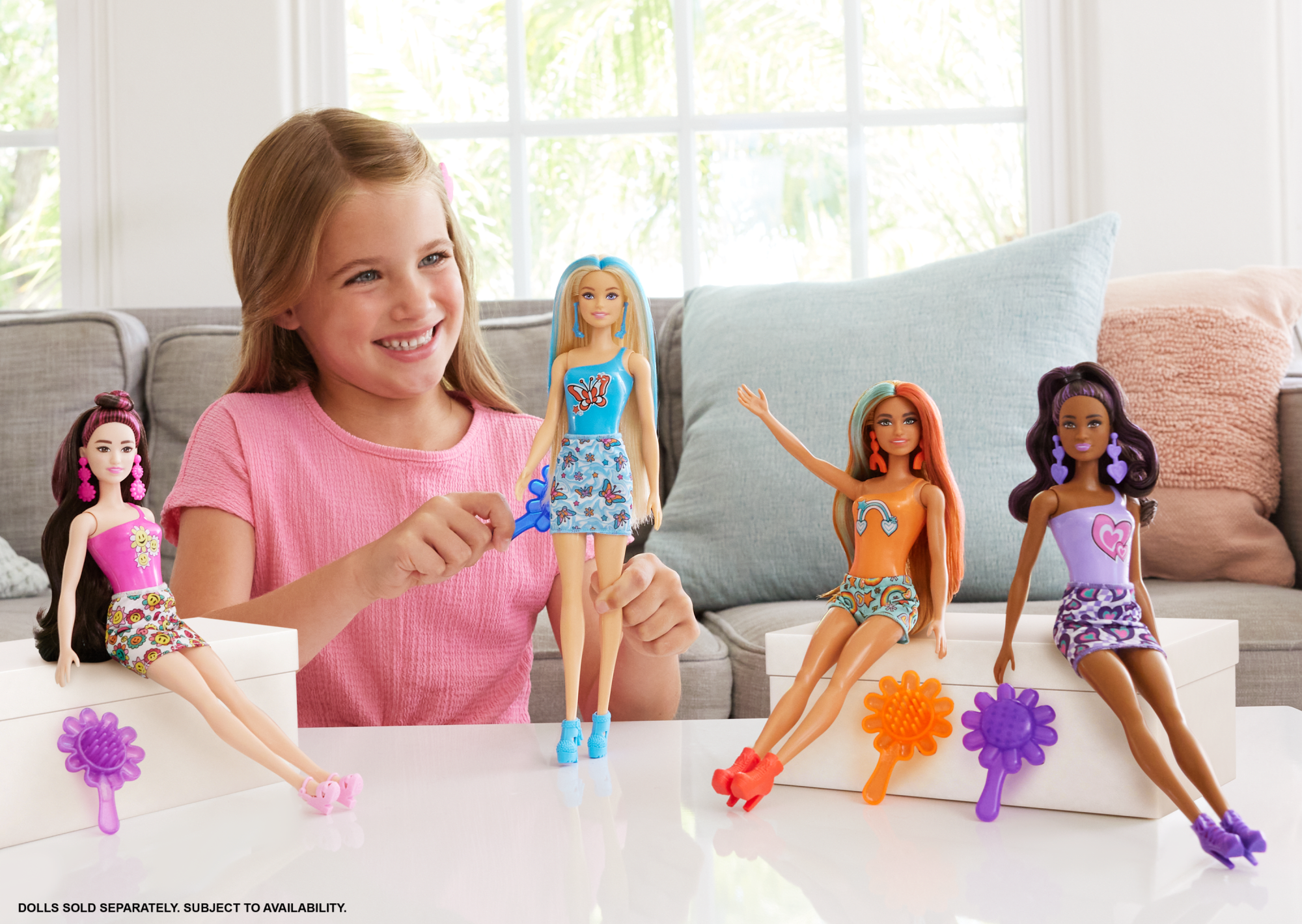 Barbie Color Reveal Groovy-Themed Series Doll & Accessories With 6 Surprises, Color-Change Bodice