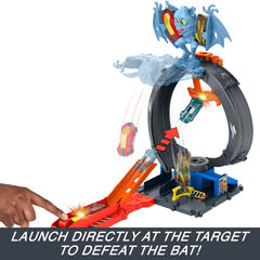 Hot Wheels City Bat Loop Attack Playset & 1:64 Scale Toy Car, Featured in The Series “Let's Race”
