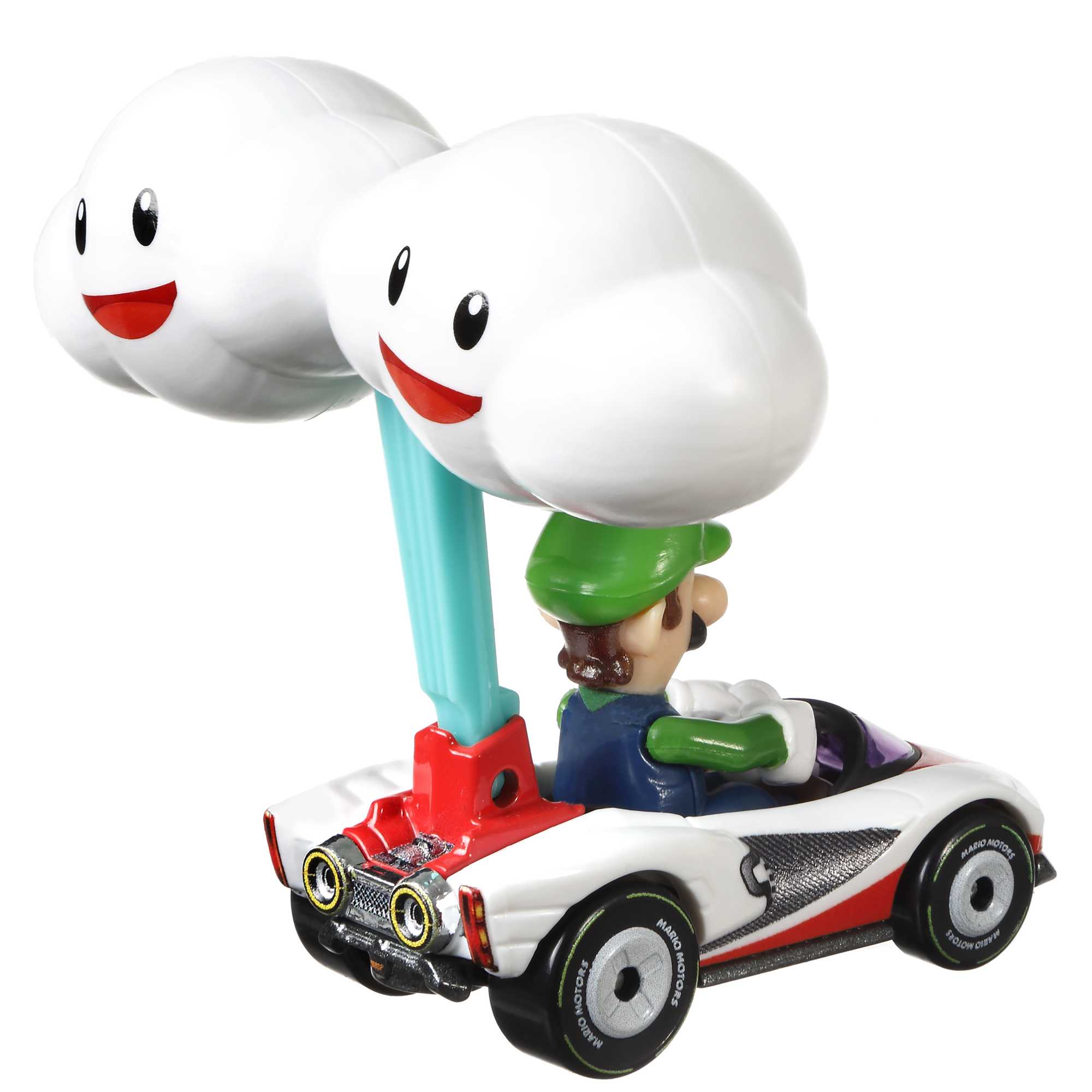 Hot Wheels Mario Kart Vehículo de Juguete Luigi P-Wing con Cloud Glider
