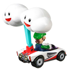 Hot Wheels Mario Kart Vehículo de Juguete Luigi P-Wing con Cloud Glider