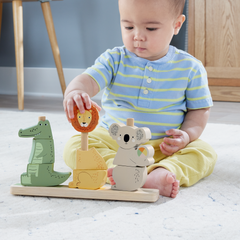Fisher-Price Animaux en Bois à Empiler et Trier, 10 Éléments
