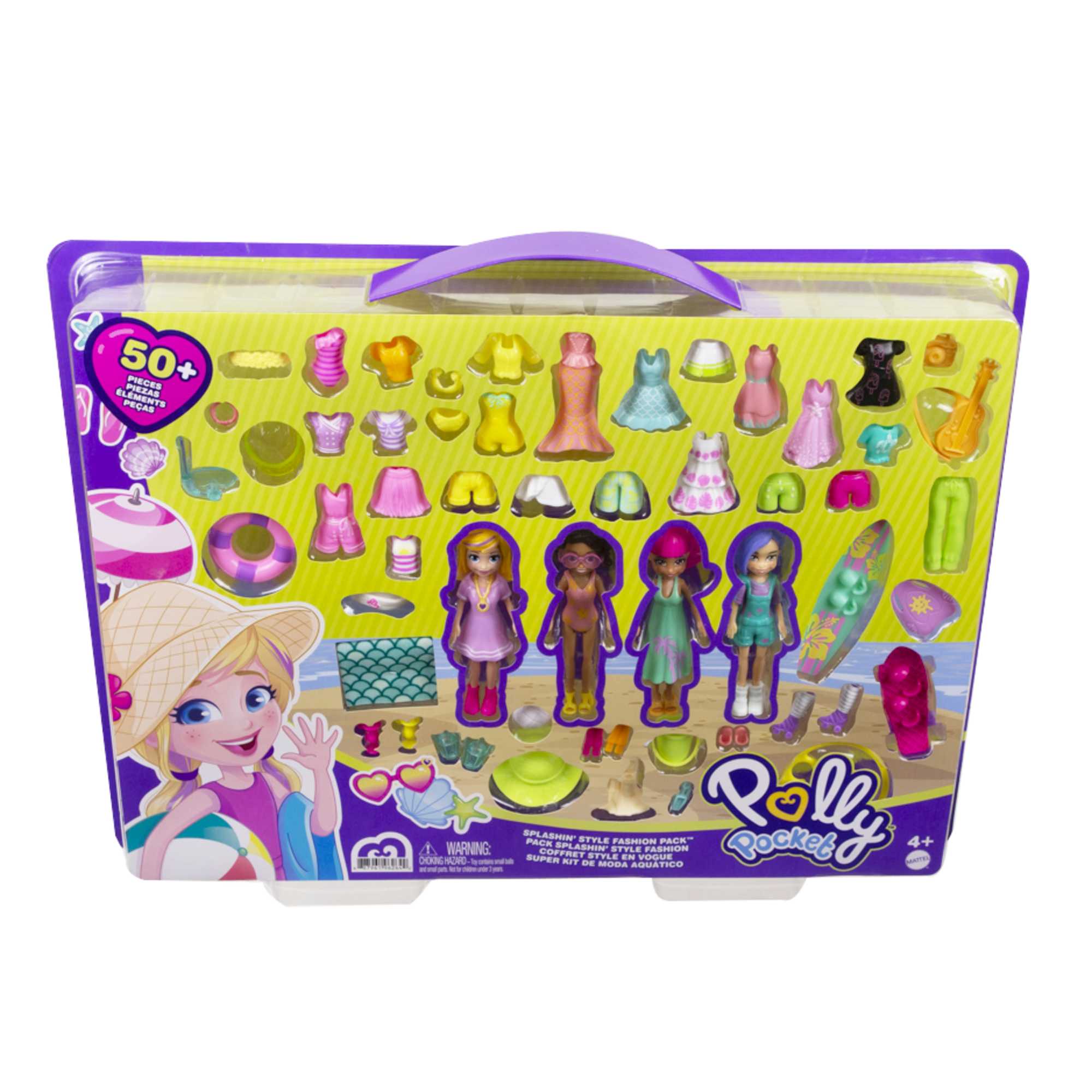 Polly Pocket Coffret Style en Vogue, 4 Poupées de 7,62 Cm, Tenues
