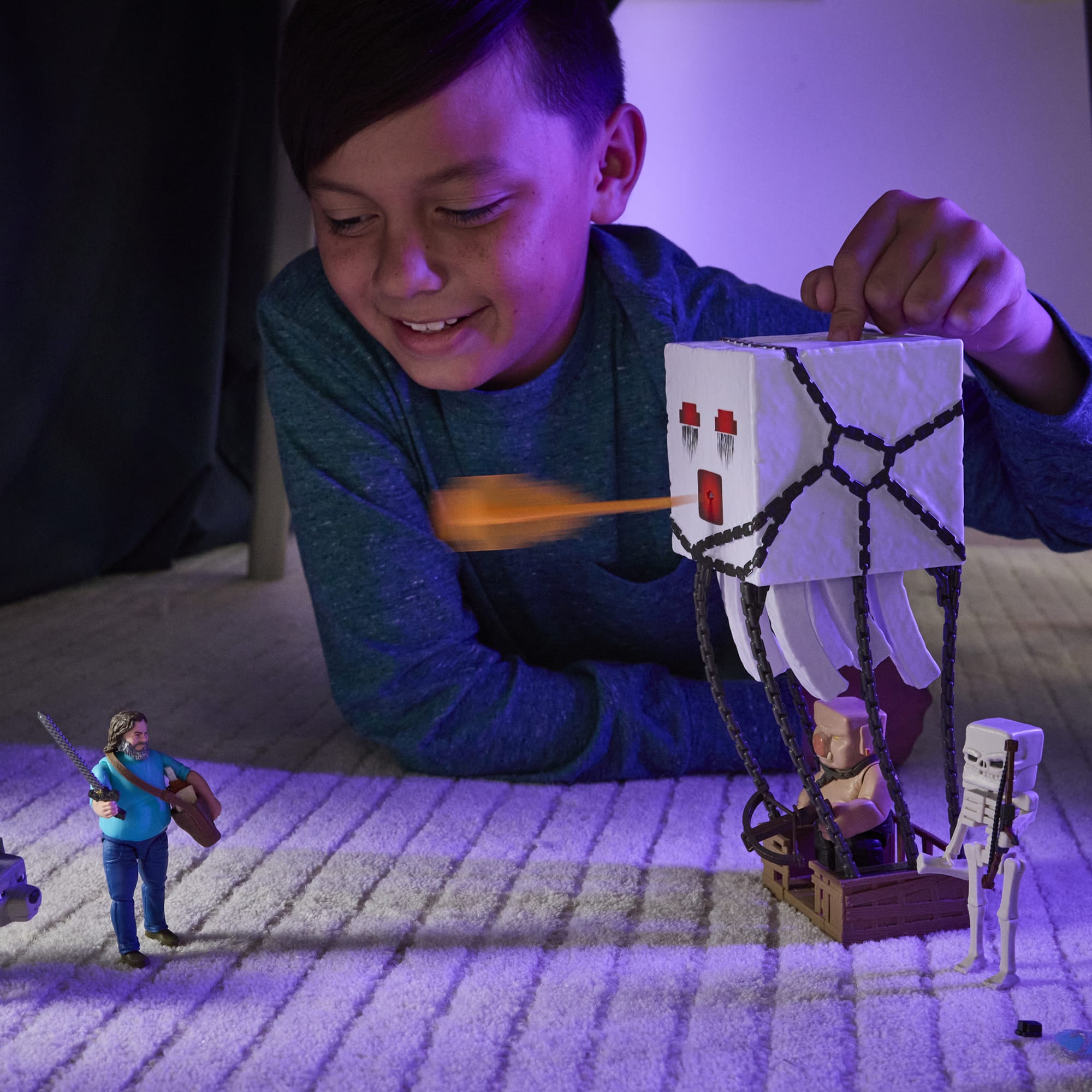 Minecraft Blast Attack Ghast Action Figure Set With Lights, Sounds & More inspired By The Movie