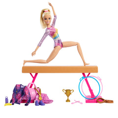 Barbie Gymnastics Playset With Blonde Fashion Doll, Balance Beam, 10+ Accessories & Flip Feature