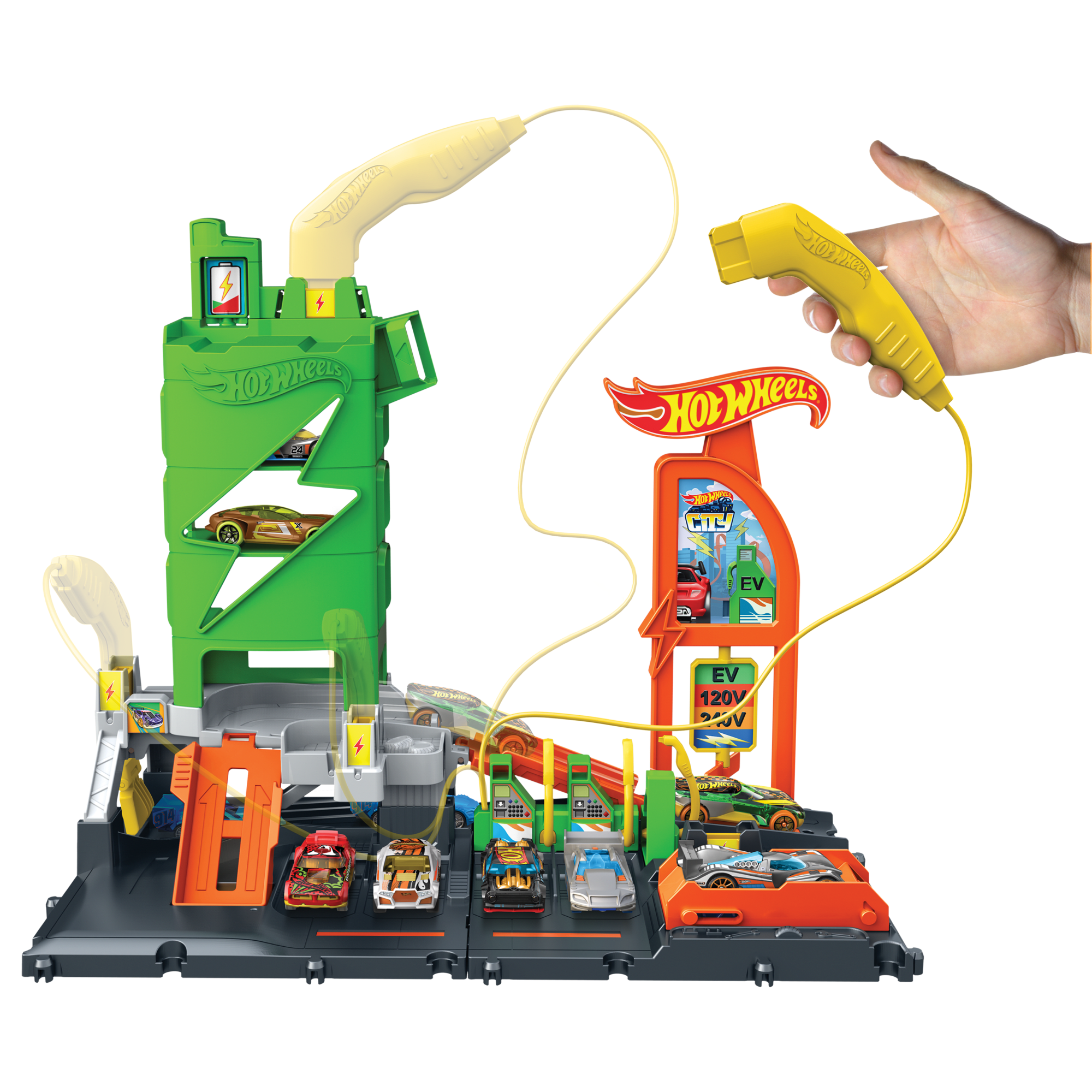 Hot Wheels City Super Recharge Fuel Station With 1:64 Scale Toy Car