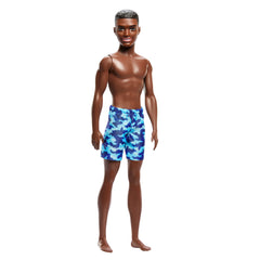 Beach Ken Doll With Dark Brown Hair Wearing Blue Swimsuit