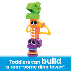 MEGA Bloks Squeak 'n Chomp Dinos Sensory Building Toys For Toddlers 1-3 (24 Pcs)