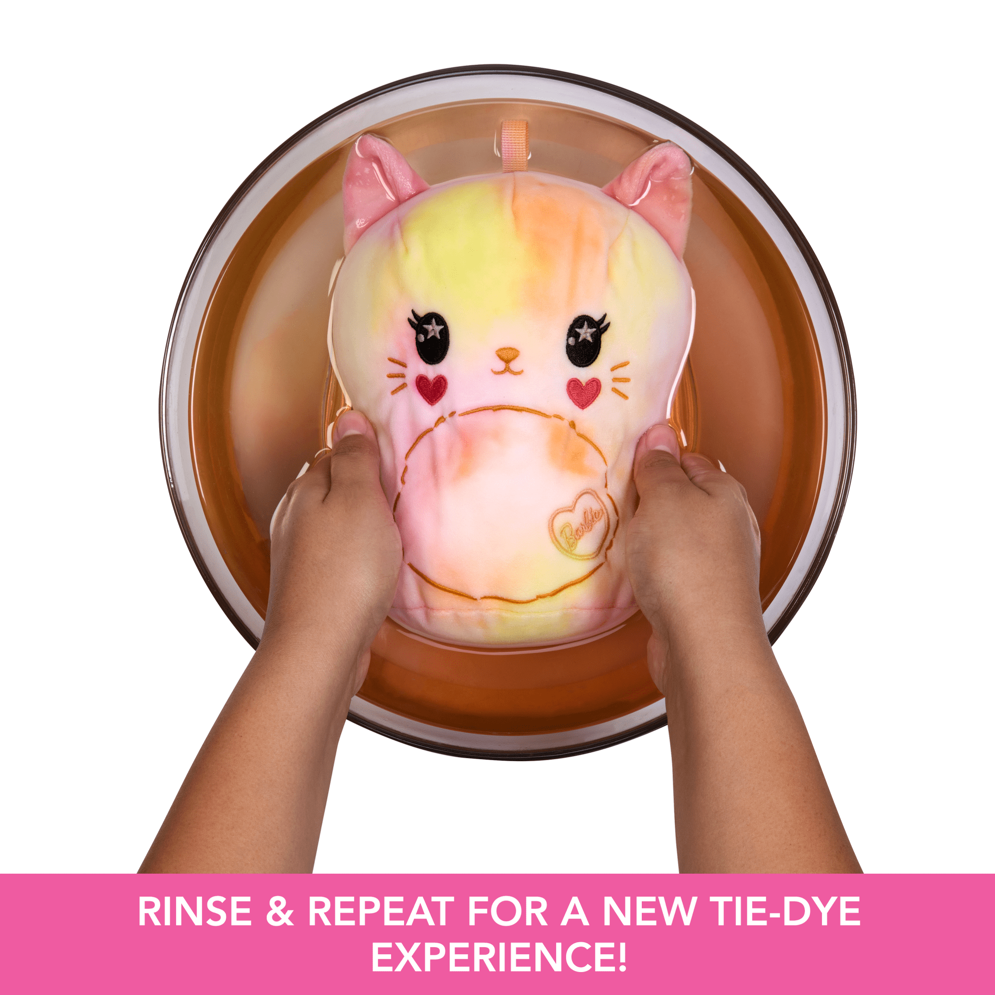 Barbie Tie-Dye Reveal Plush Toy, 7-Inch Stuffed Animal With Diy Washable Fabric Craft