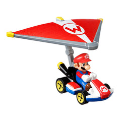 Hot Wheels Mario Kart Vehículo de Juguete Mario Estándar Kart con Super Glider